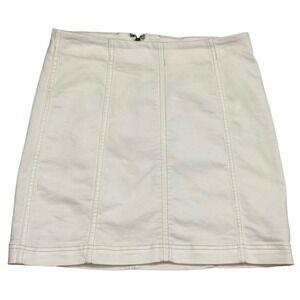 Free People Mini Skirt 6 White Paneled Seaming A-Line Exposed Back Zip OB502741